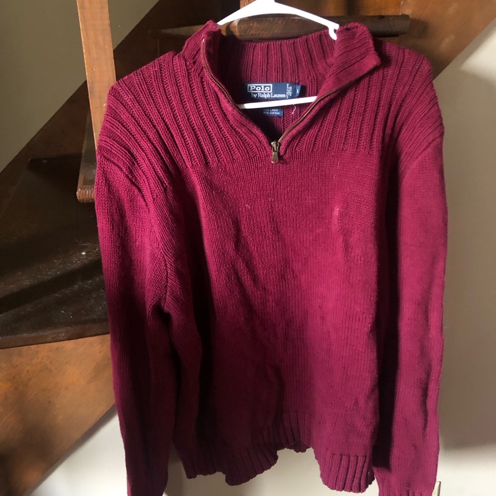 Polo by Ralph Lauren Red Zip Up Sweater
